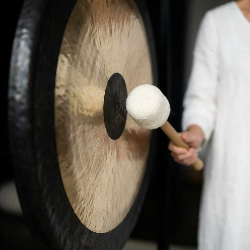 26 Zoll Chinesischer Gong mit Ständer und Schlägel - Schlaginstrument 