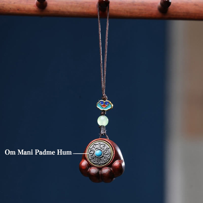 Sandalwood Protection Phone Hanging with Lucky Cat Paw Claw Charm