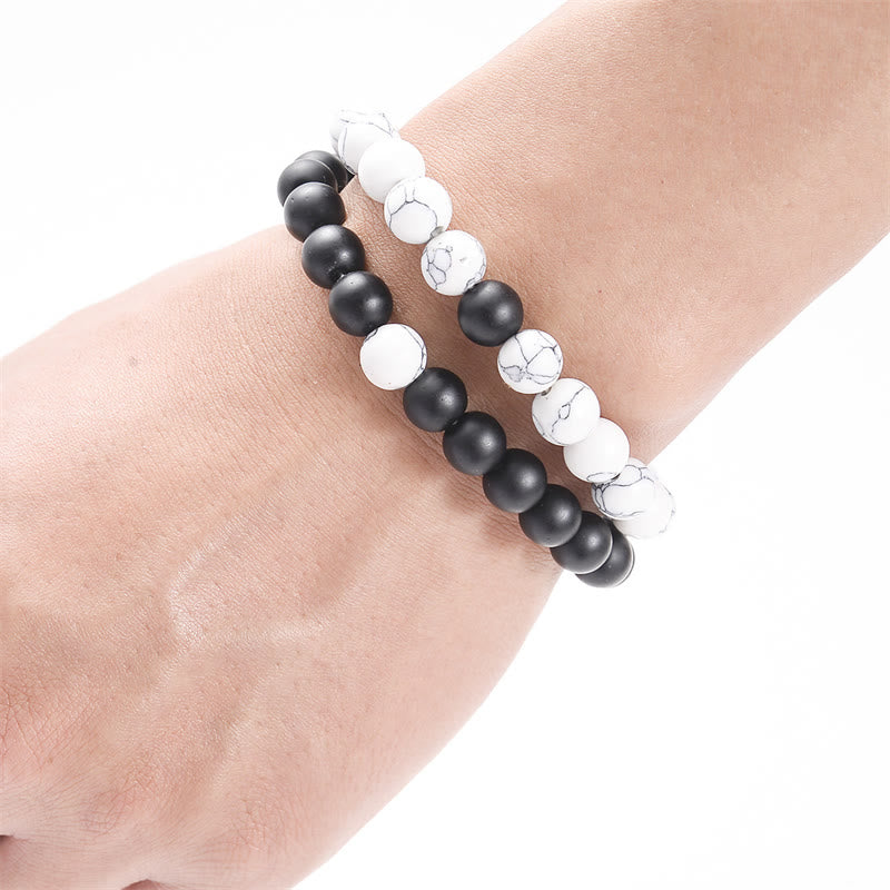 8mm Frosted Stone & White Turquoise Couple Bracelet for Balance