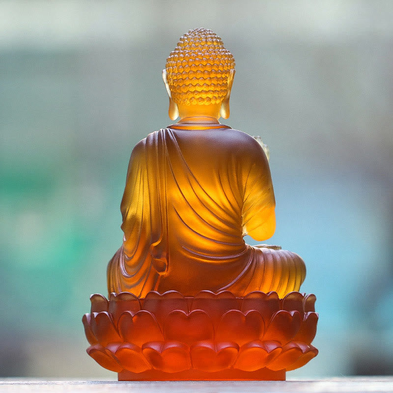 Liuli Crystal Buddha Statue 8" Compassion Feng Shui Art
