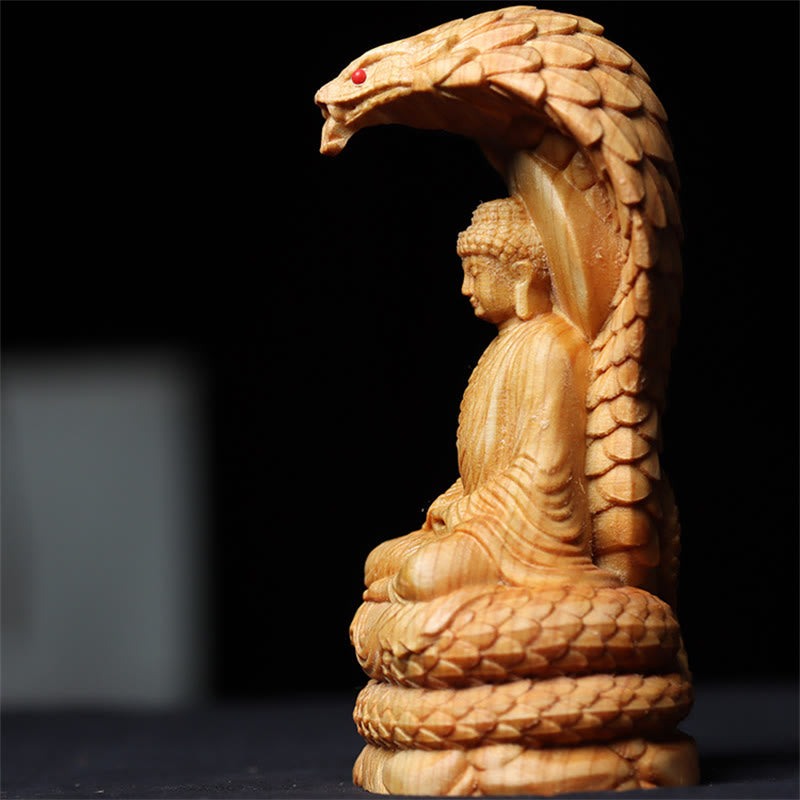 Thuja Sutchuenensis Wood Buddha Statue 12cm Protection Decoration