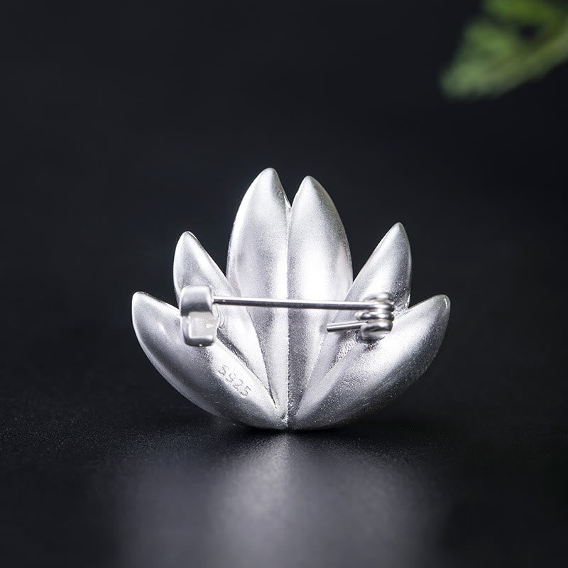 925 Sterling Silver Lotus Flower Pearl Brooch for New Beginnings