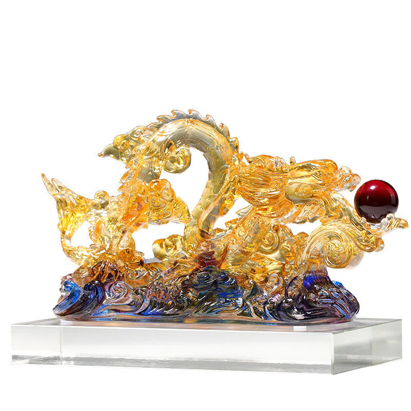 26 cm große spirituelle Liuli-Drache-Statue für Schutz und Stärke