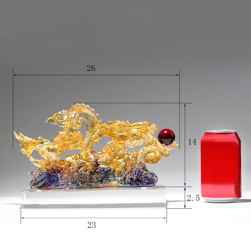 26 cm große spirituelle Liuli-Drache-Statue für Schutz und Stärke