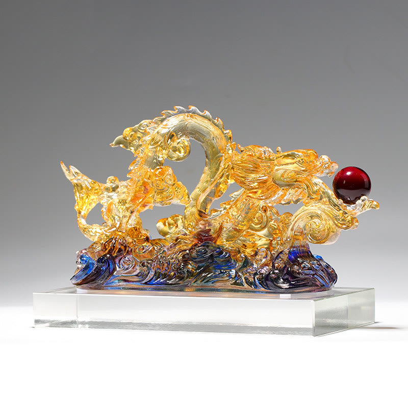 26 cm große spirituelle Liuli-Drache-Statue für Schutz und Stärke