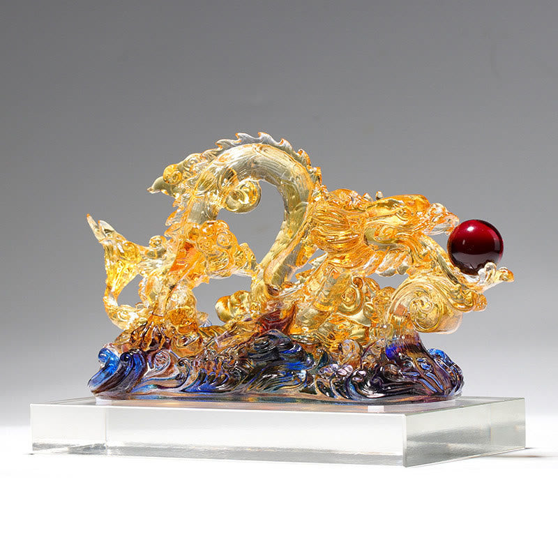 26 cm große spirituelle Liuli-Drache-Statue für Schutz und Stärke