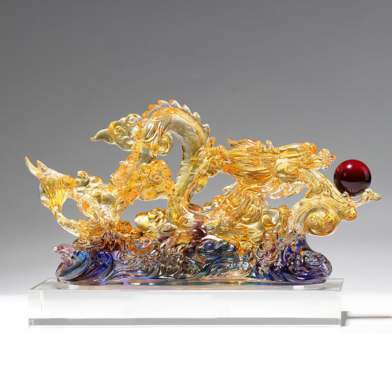 26 cm große spirituelle Liuli-Drache-Statue für Schutz und Stärke