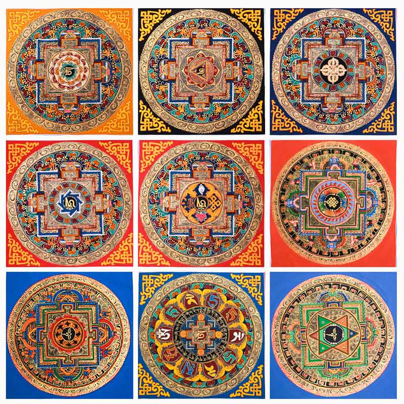 26 cm großes tibetisches handgefertigtes Thangka-Gemälde | Meditations-Segenskunst