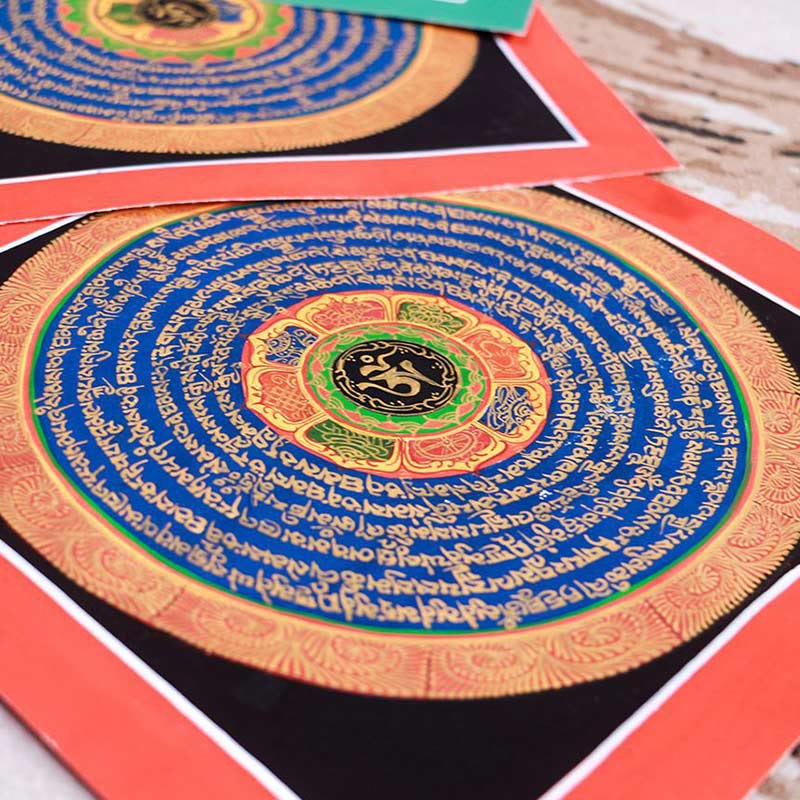 26 cm großes tibetisches handgefertigtes Thangka-Gemälde | Meditations-Segenskunst