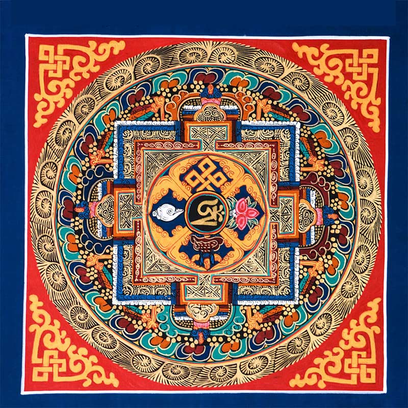 26 cm großes tibetisches handgefertigtes Thangka-Gemälde | Meditations-Segenskunst