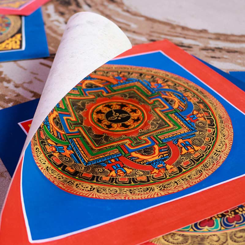 26 cm großes tibetisches handgefertigtes Thangka-Gemälde | Meditations-Segenskunst