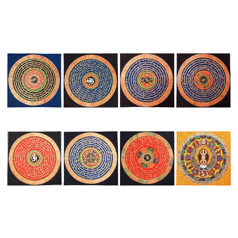 26 cm großes tibetisches handgefertigtes Thangka-Gemälde | Meditations-Segenskunst