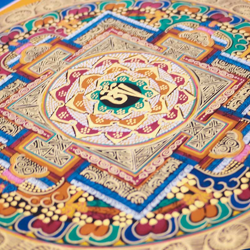 26 cm großes tibetisches handgefertigtes Thangka-Gemälde | Meditations-Segenskunst