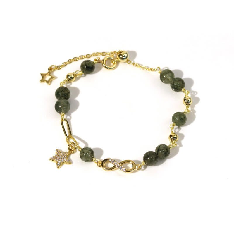 14K Gold Green Rutilated Quartz Spiritual Protection Bracelet
