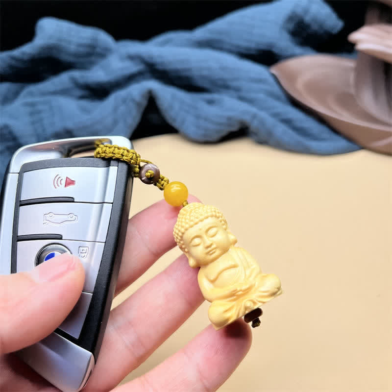 Tathagata Buddha Serenity Buchsbaum Spiritueller Schlüsselanhänger