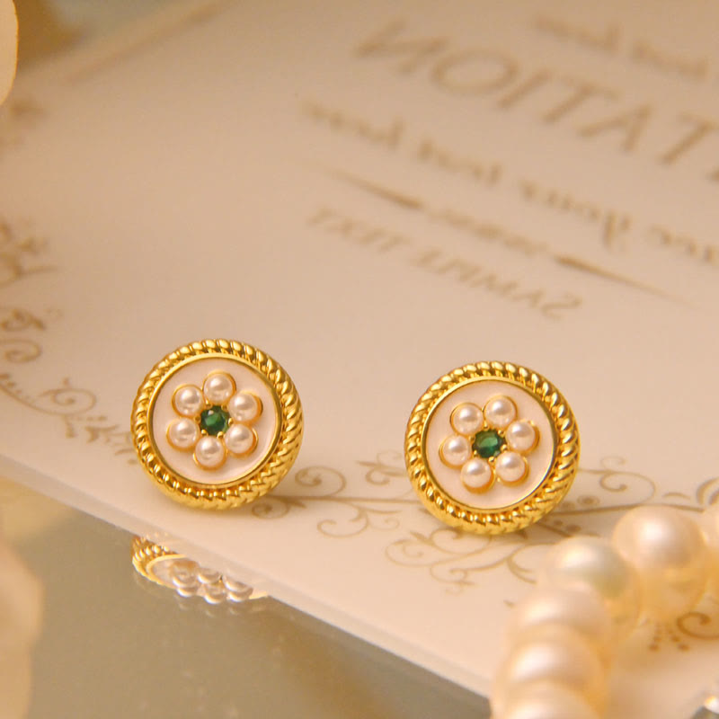Enamel Flower Spiritual Earrings for Luck and Prosperity