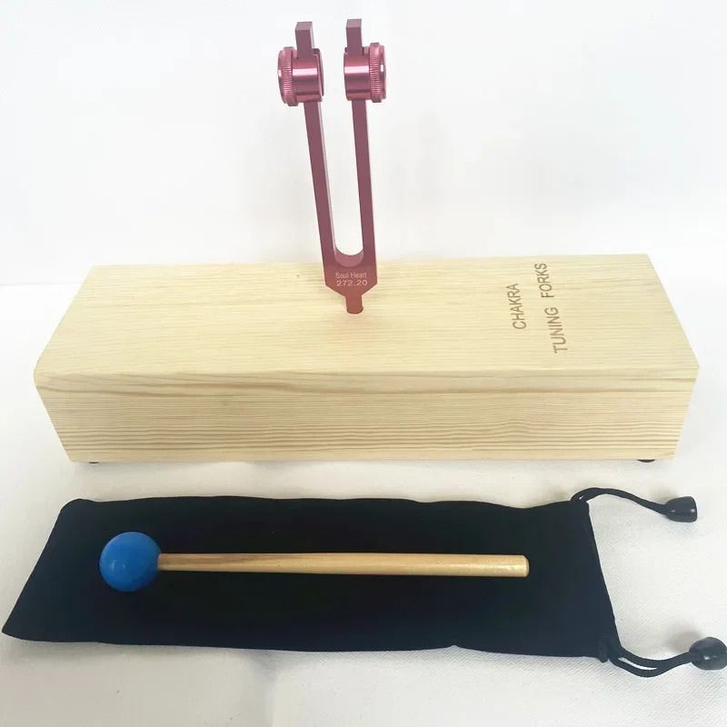 Tuning fork with wooden base and striker mallet for Soul Star Chakra Healing 272.20 Hz