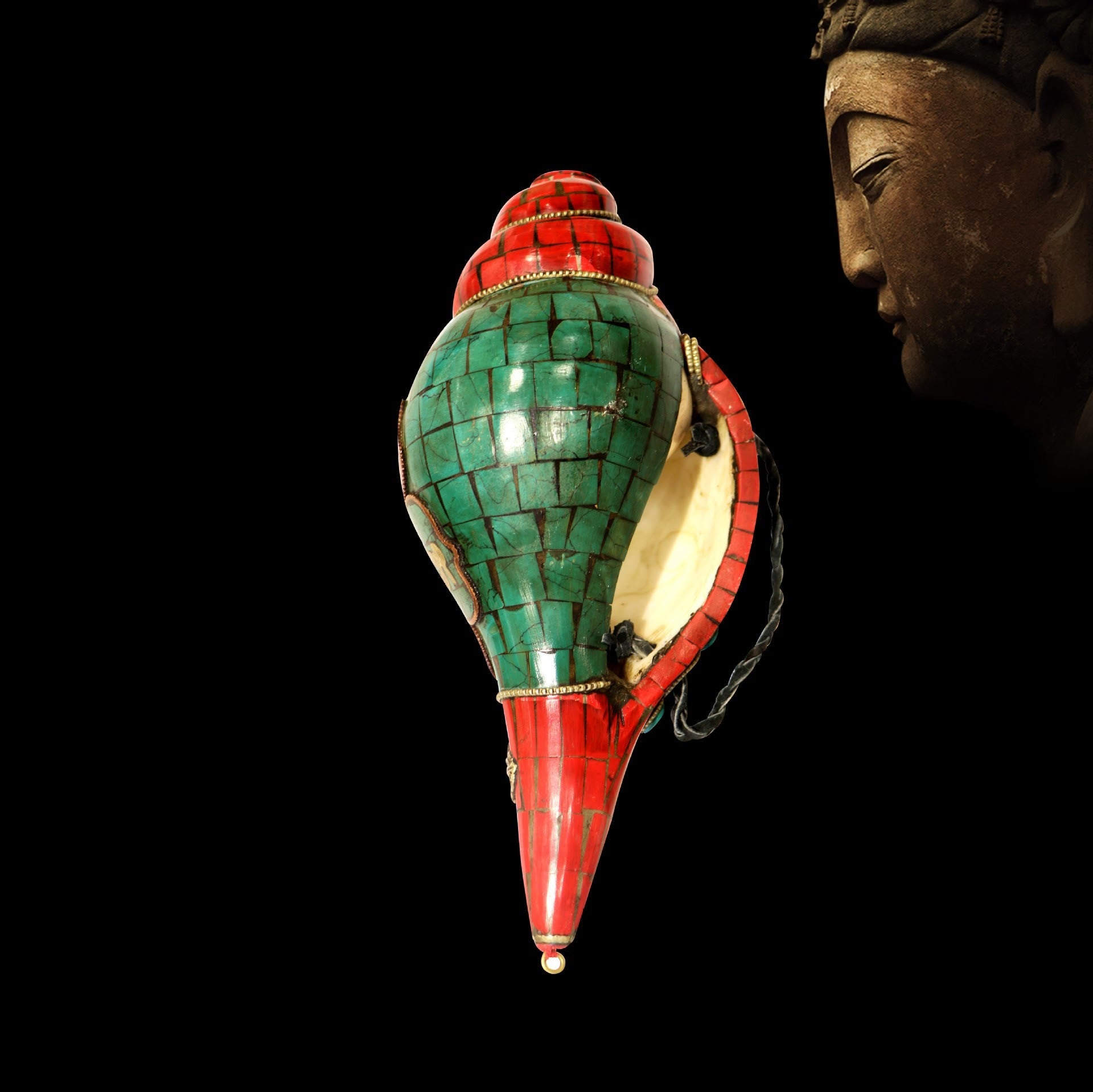 Tibetische handgefertigte Shankha-Muschel 23 cm | Zen-Dekor