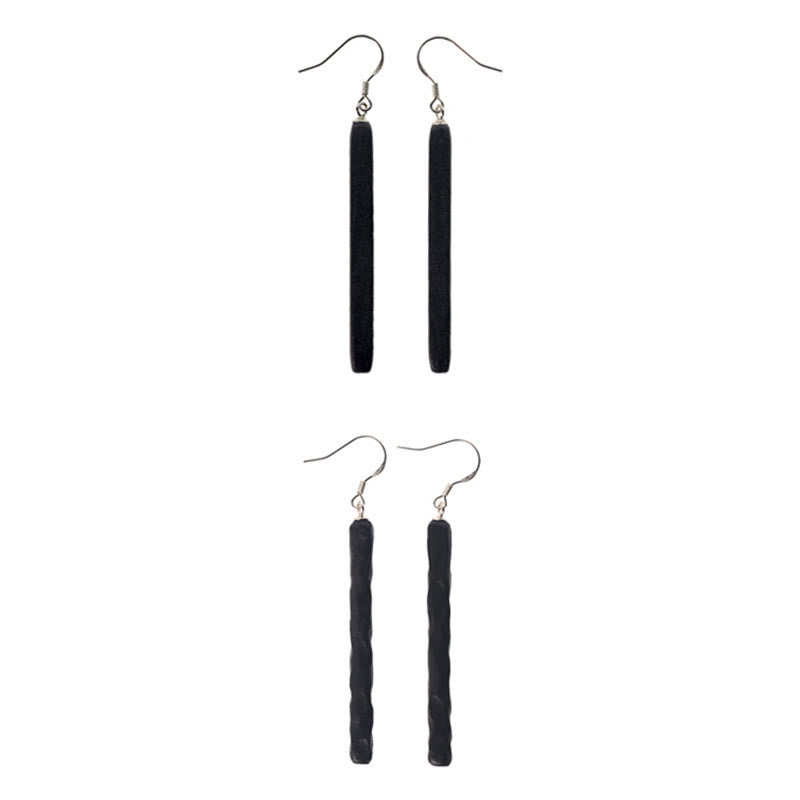 Balance Peace Ebony Wood Drop Earrings in 925 Sterling Silver