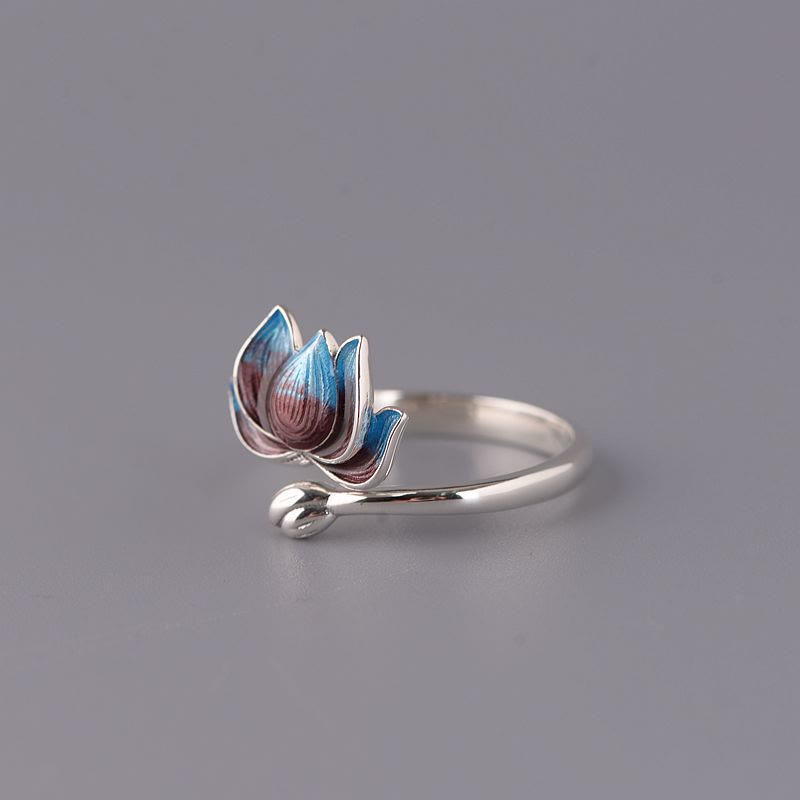 Adjustable Lotus Ring in 925 Sterling Silver for New Beginnings