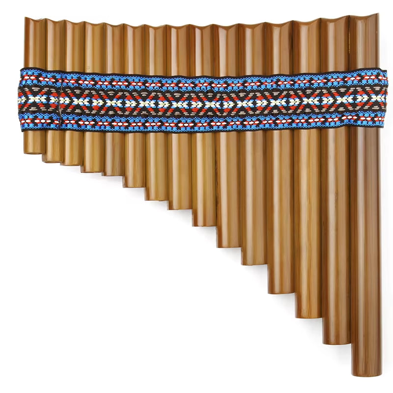 Bamboo Woodwind Instrument Romanian Style Paste the Cloth Strip Handmade Production 15 Pipes Panflute G Key