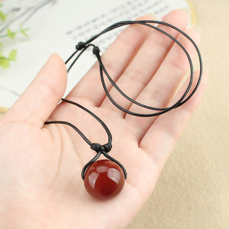 Red Agate Confidence Necklace | Leather Rope Pendant