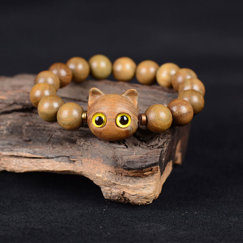 Ebony Wood Cat Balance Bracelet for Spiritual Protection