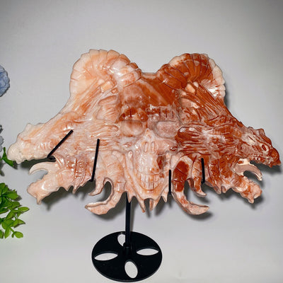 27 cm große Jade-Drache-Schädel-Kristallskulptur