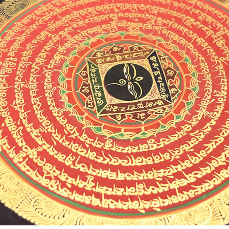 27 cm großes tibetisches Thangka-Gemälde mit sechs wahren Worten, Schrift, Meditationsdekor