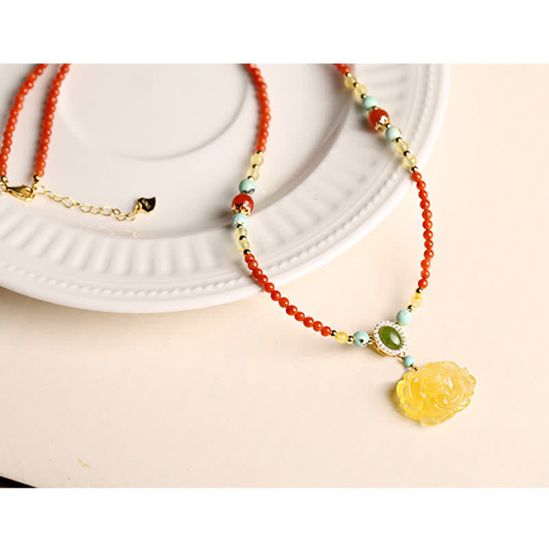925 Sterling Silver Red Agate Confidence Charm Necklace