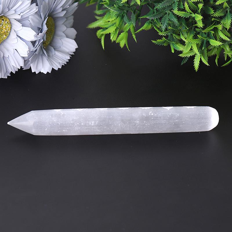 6" Selenitkristallstab mit Chakra-Gravur