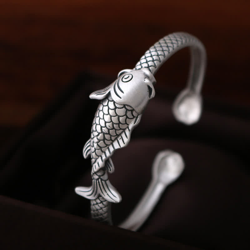 990 Sterling Silver Koi Fish Bracelet for Luck & Prosperity