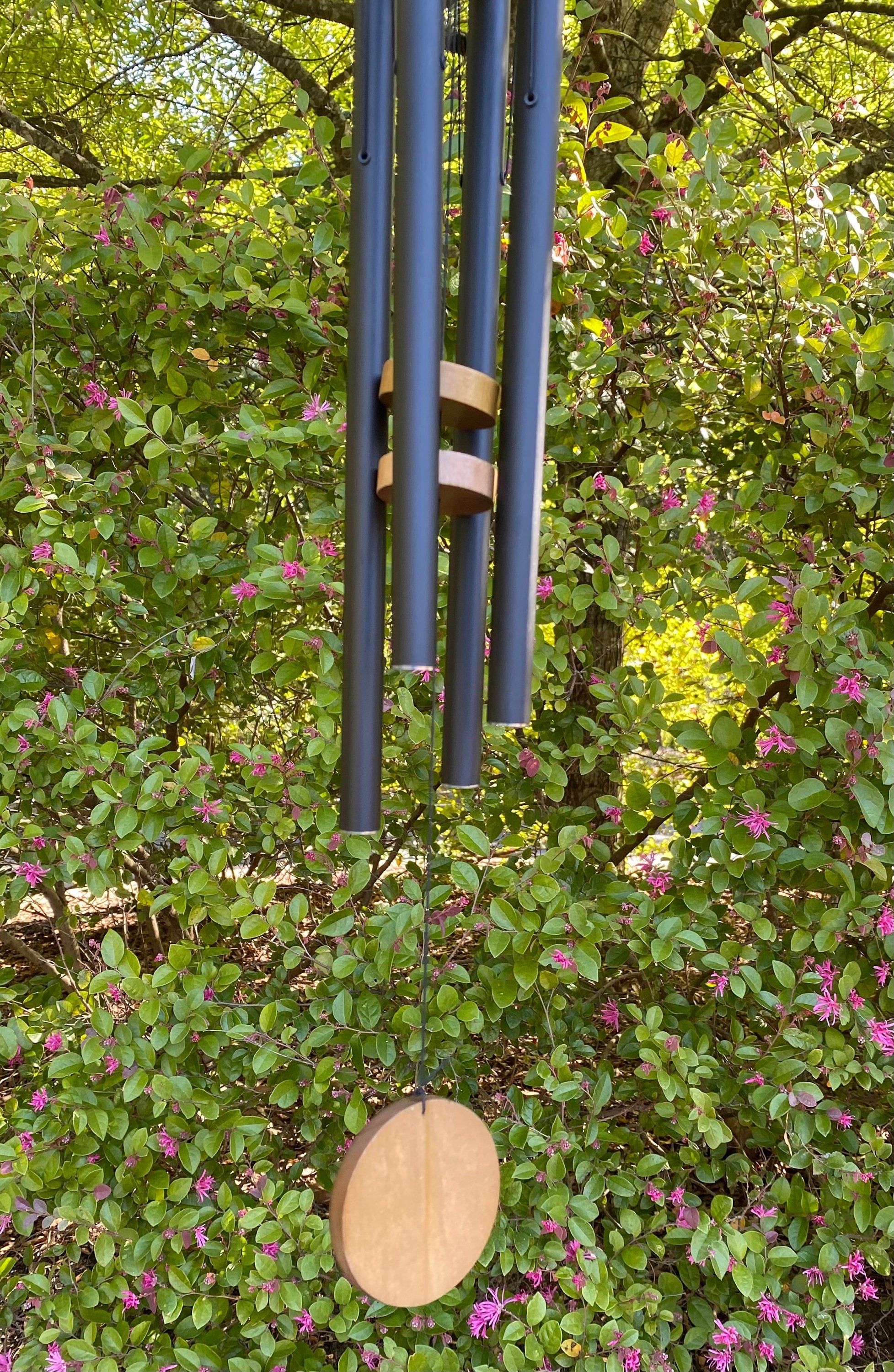 Blue tube wind chimes with wooden striker in 28 Personalized Copper Wind Chimes Gift
