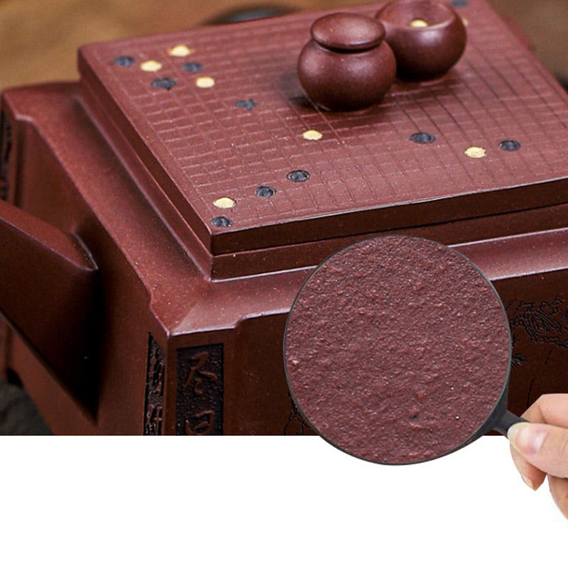 280 ml handgefertigte quadratische Gongfu-Teekanne aus violettem Ton aus Yixing