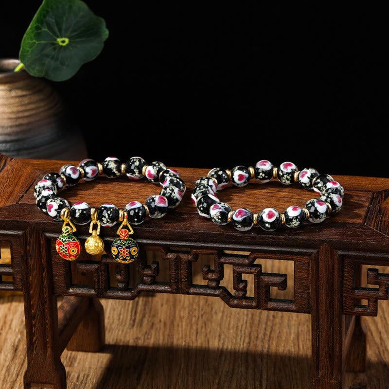 Pink Liuli Glass Spiritual Bracelet for Love & Luck