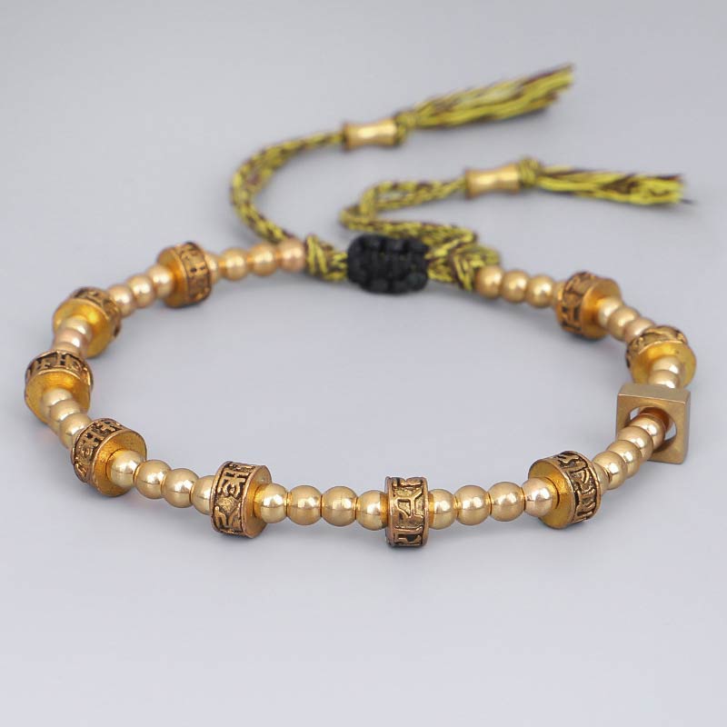 Om Mani Padme Hum Gold Mantra Bracelet for Protection