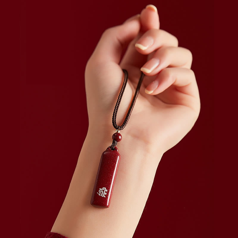 Chinese Zodiac Cinnabar Protection Necklace Pendant
