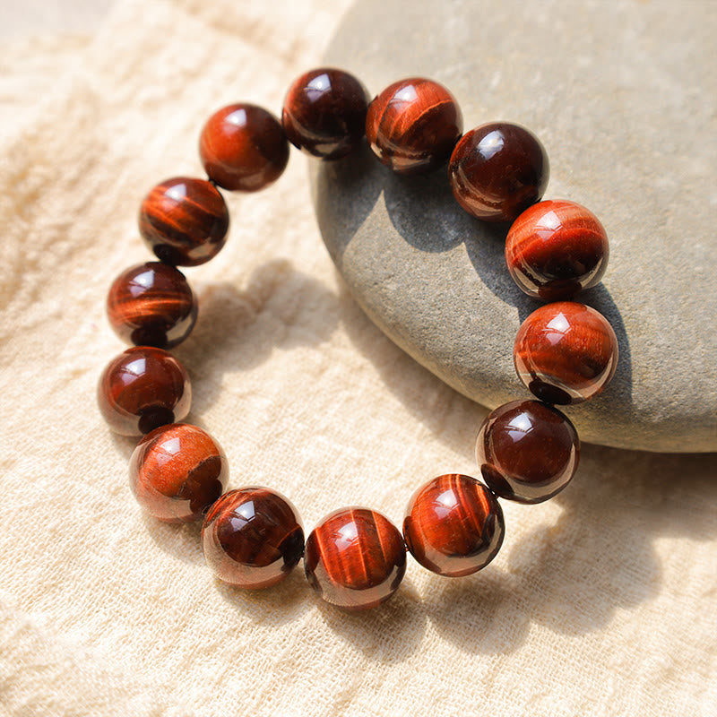 14mm Tiger Eye Healing Bracelet for Protection & Courage