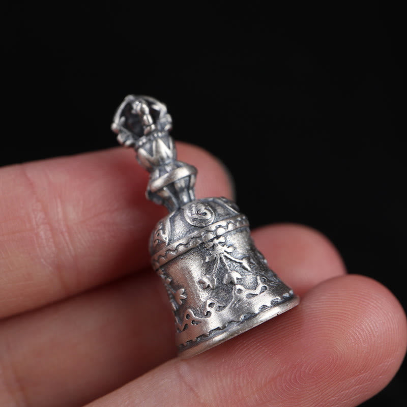 925 Sterling Silber Om Mani Padme Hum Dorje Glocke Anhänger | Spirituelle Kraft