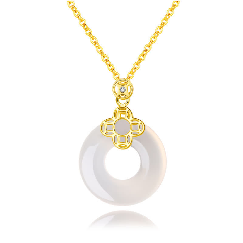 Halskette mit Peace-Schnalle aus 925er Sterlingsilber mit Chalcedon