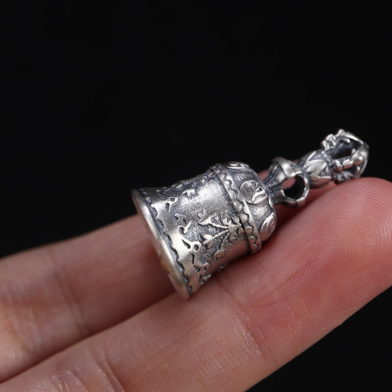 925 Sterling Silber Om Mani Padme Hum Dorje Glocke Anhänger | Spirituelle Kraft