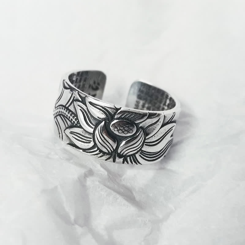 Lotus Ring in 999 Sterling Silver | Protection & Balance
