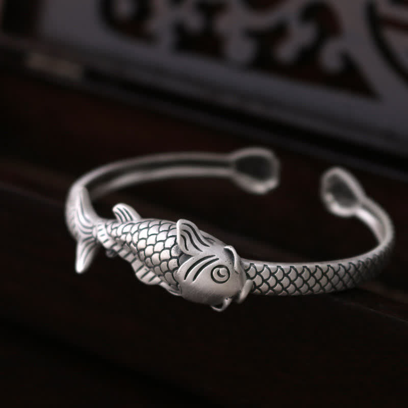 990 Sterling Silver Koi Fish Bracelet for Luck & Prosperity