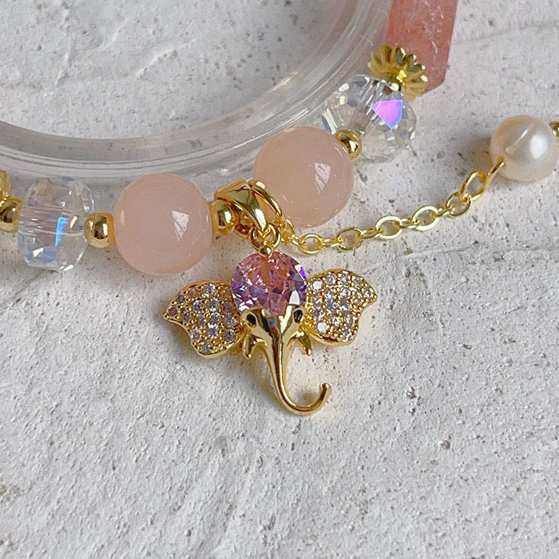 Amethyst Green Aventurine Elephant Charm Bracelet