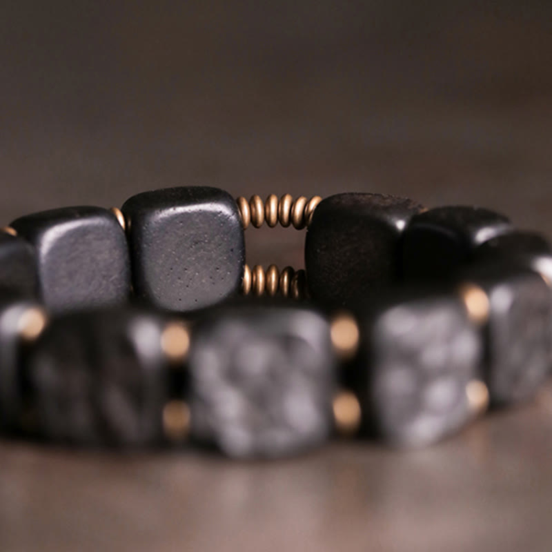 14mm Ebony Wood Copper Peace Balance Spiritual Bracelet