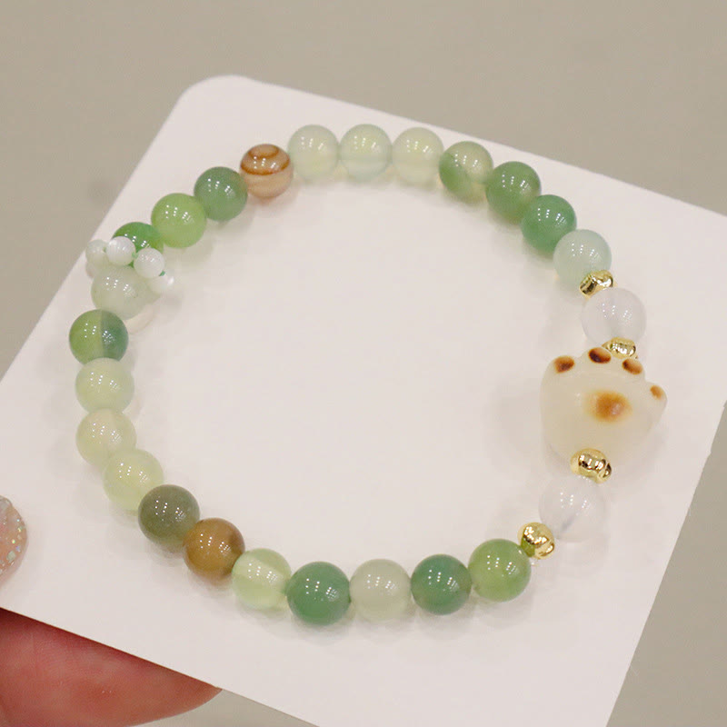 Green Agate and Sun Stone Support Bracelet