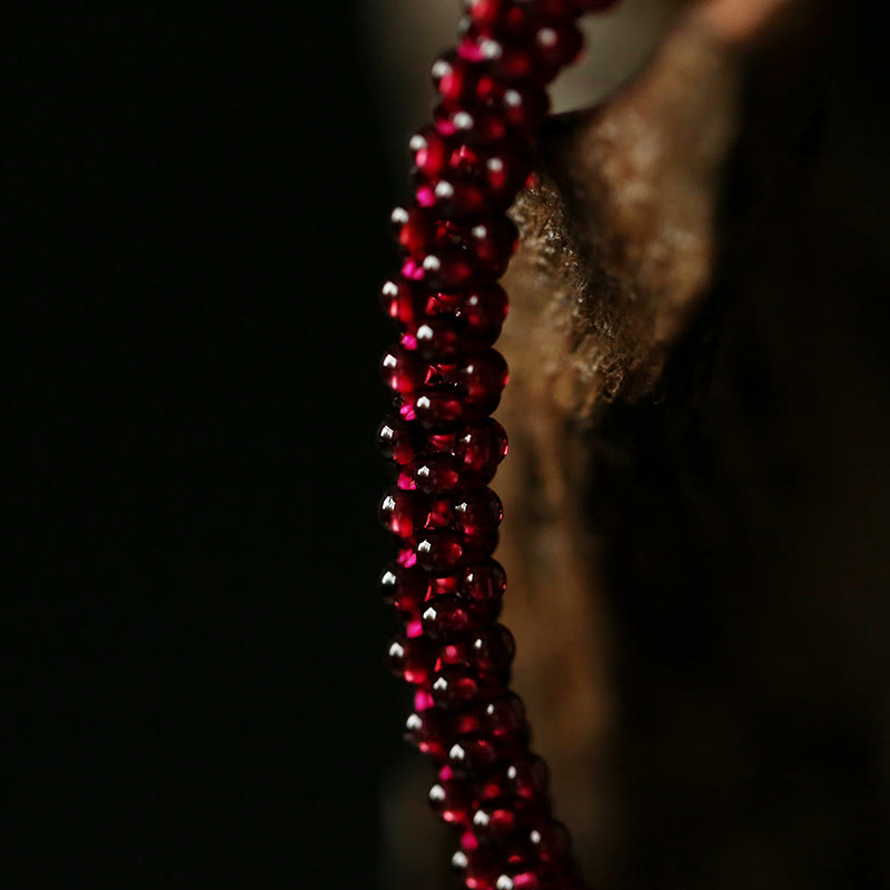 Garnet Protection Bracelet with Pink Crystal and Amazonite Beads