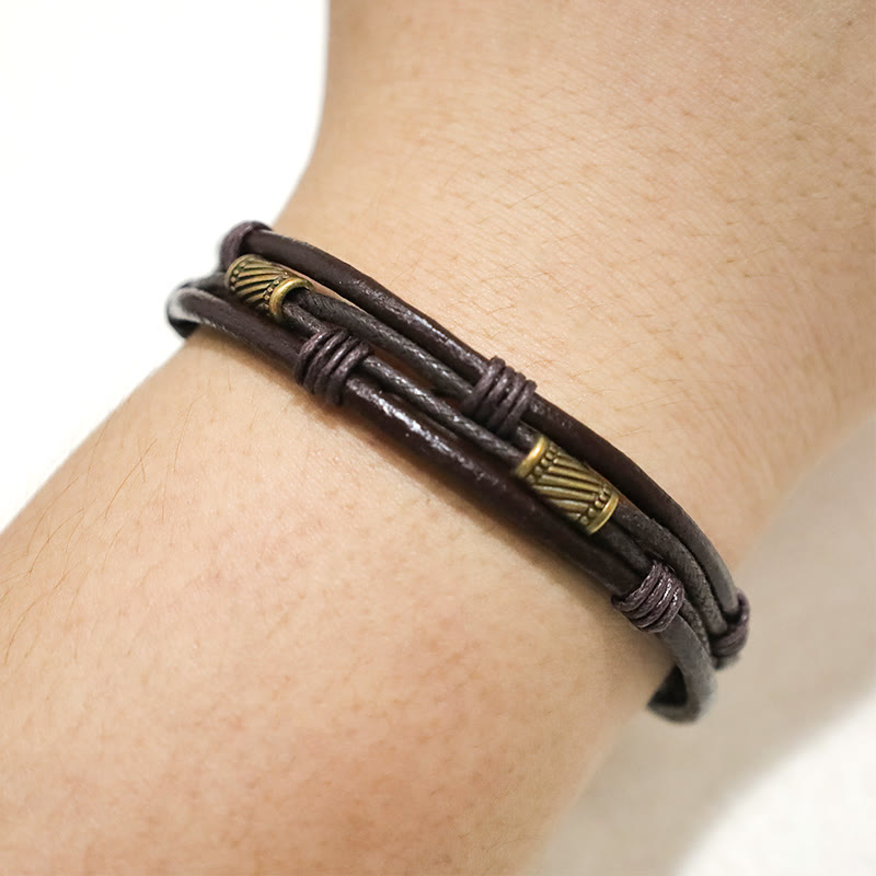 Unisex Copper Leather Spiritual Bracelet for Healing & Balance