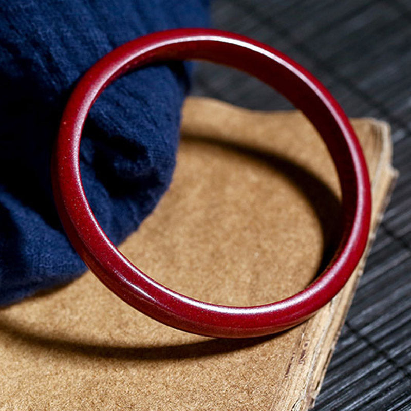 Unisex Cinnabar Blessing Bangle Bracelet 55-56mm Engraved