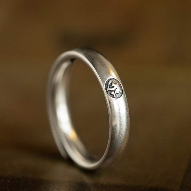 Adjustable 925 Sterling Silver Chinese Zodiac Blessing Ring